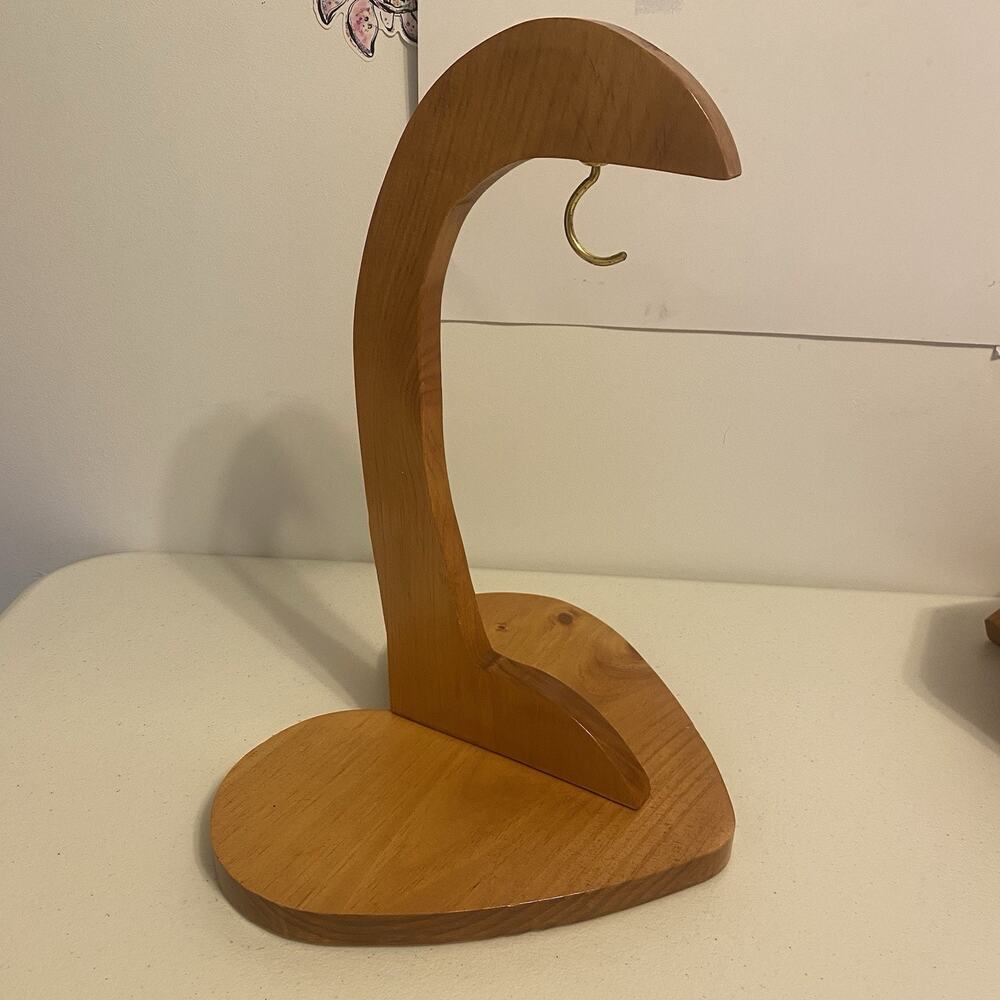 Oak Wood Heart Shaped Decor Base Banana Tree Holder with Hook 15”tall 11” base - Picture 4 of 5
